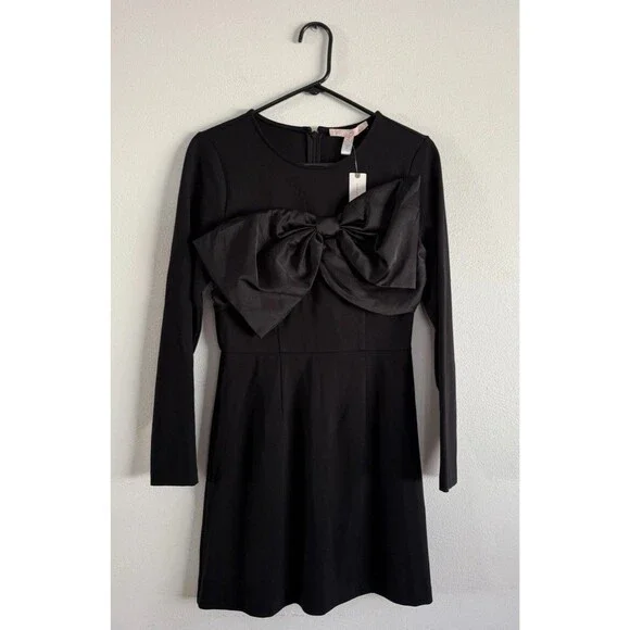 Anthropologie Hutch Bow Mini Dress Women Size 2 Black Romantic Classy New  Women